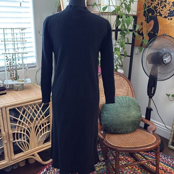 Neiman Marcus Black Cashmere Button Up Midi Maxi Cardigan Duster Sweater - Picture 2 of 3